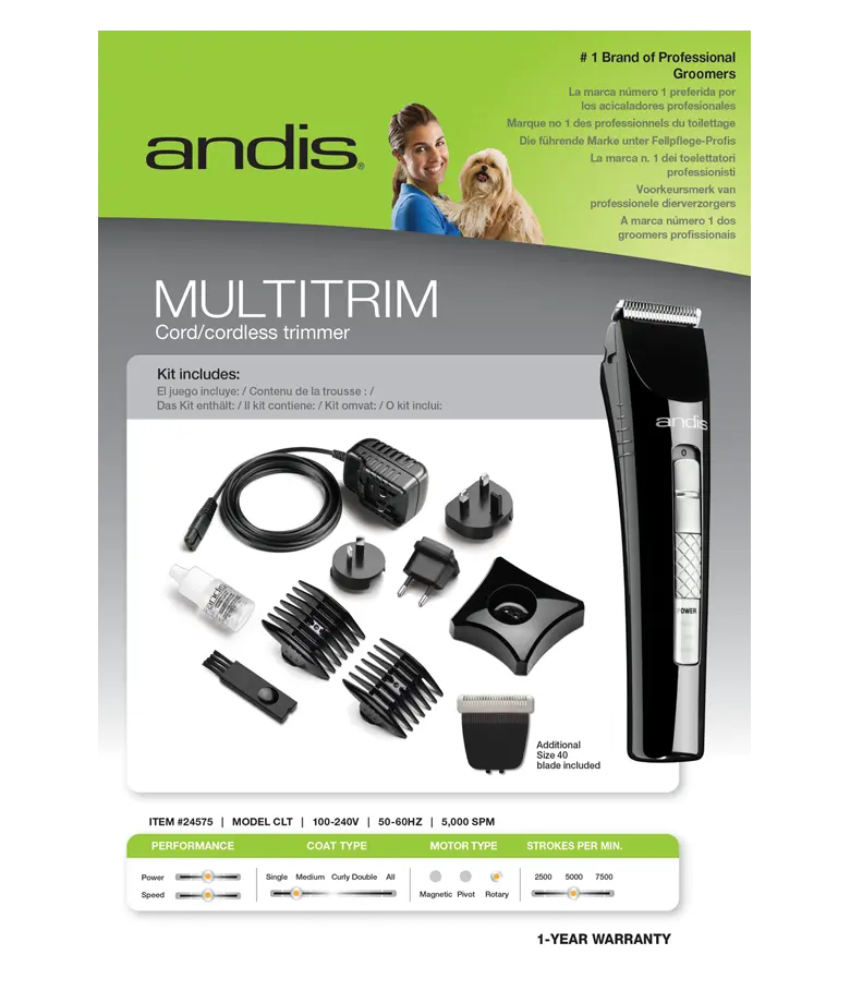 Andis Multitrim Kablosuz Tıraş Makinesi | (10 ve 40 Numara Bıçaklı) (24575)