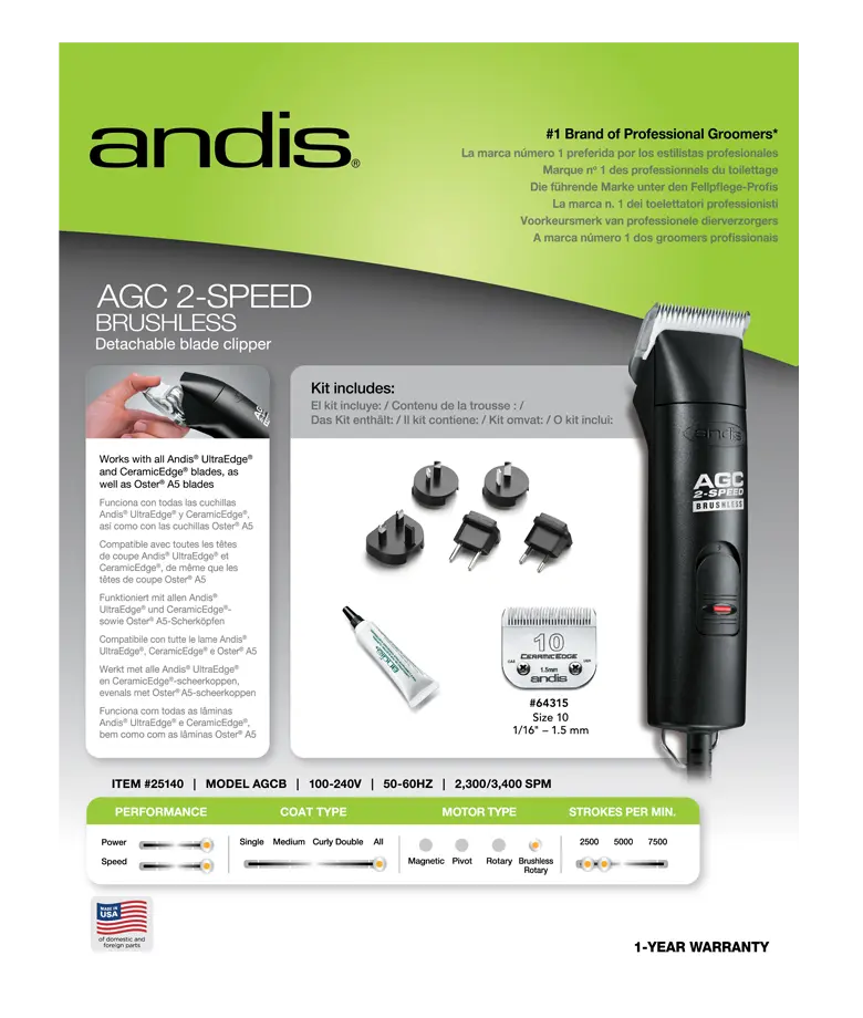 Andis AGC® 2 Bürürsüz | Çift Devirli Tıraş Makinesi (24685)