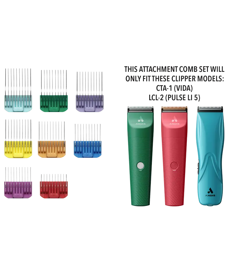 Andis Ayarlanabilir Bıçak Uyumlu | Paslanmaz Çelik 8’li Tarak Seti (24650)