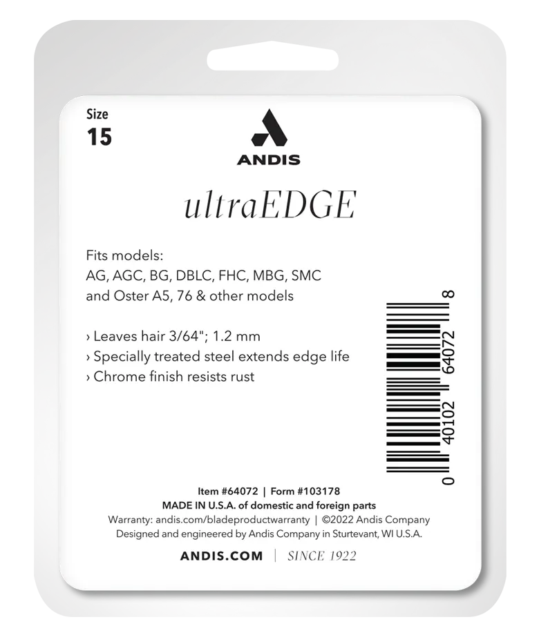 Andis UltraEdge® #15 Numara | Pet Tıraş Makinesi Bıçağı (64072)