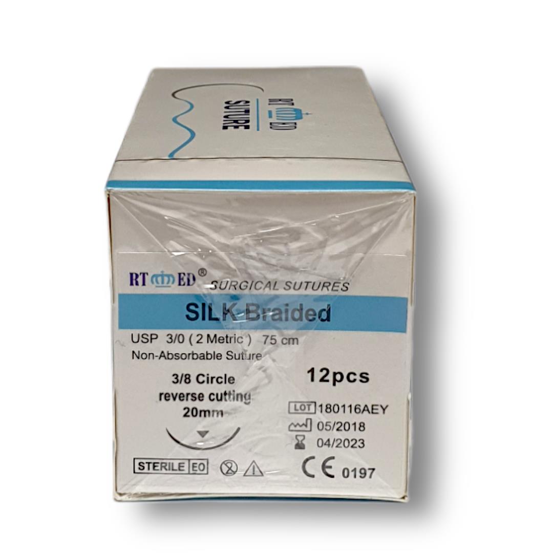 İpek Cerrahi İplik-sütur Silk 12 Li No:3/0 Keskin 20 Mm