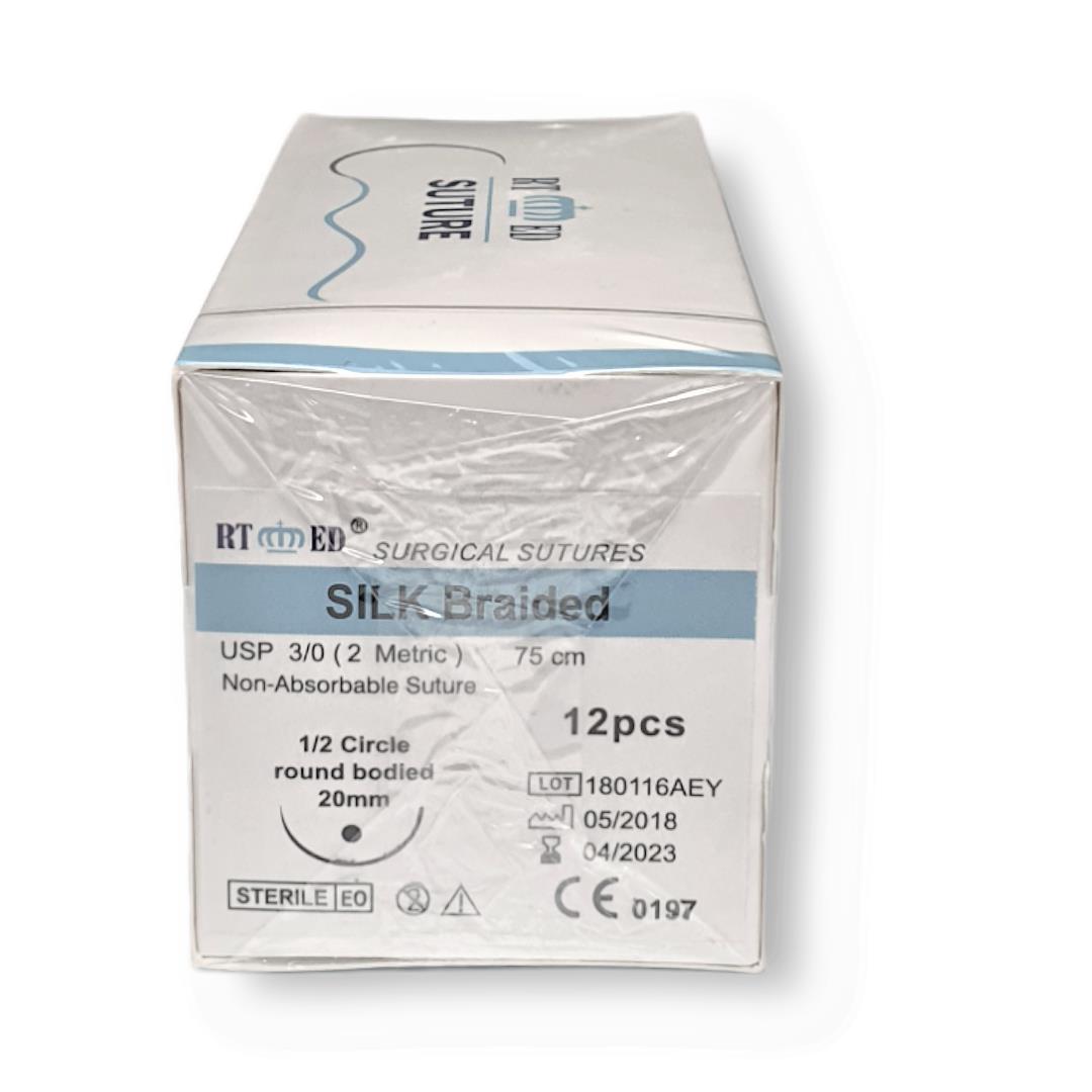 İpek İplik No:3/0 Yuvarlak 1/2 20 Mm 75 Cm