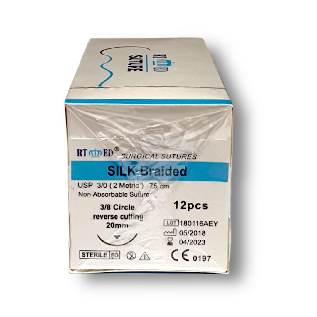 İpek İplik No:4/0 Aşağı Keskin 3/8 20 Mm 75 Cm