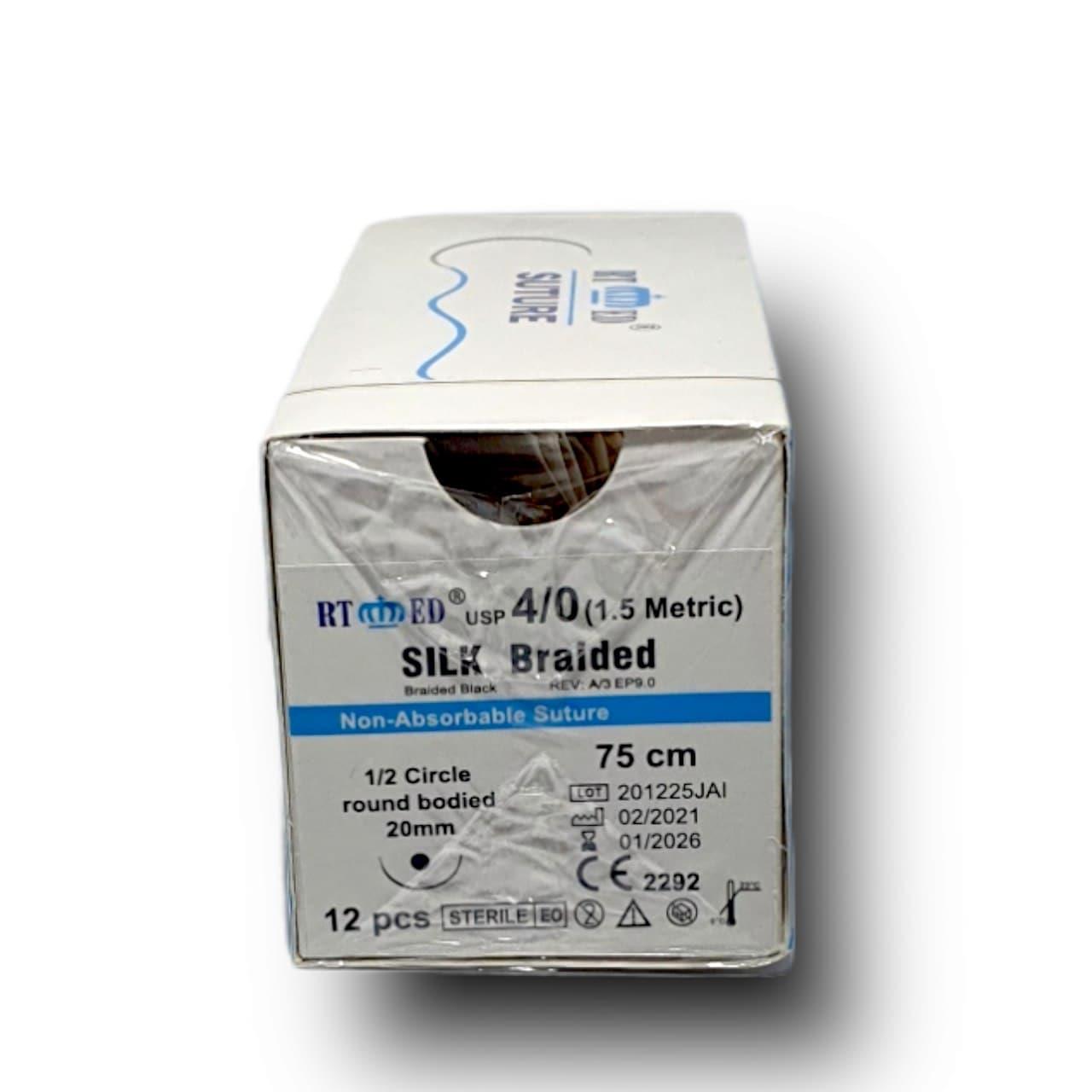 İpek İplik No:4/0 Yuvarlak 1/2 20 Mm 75 Cm