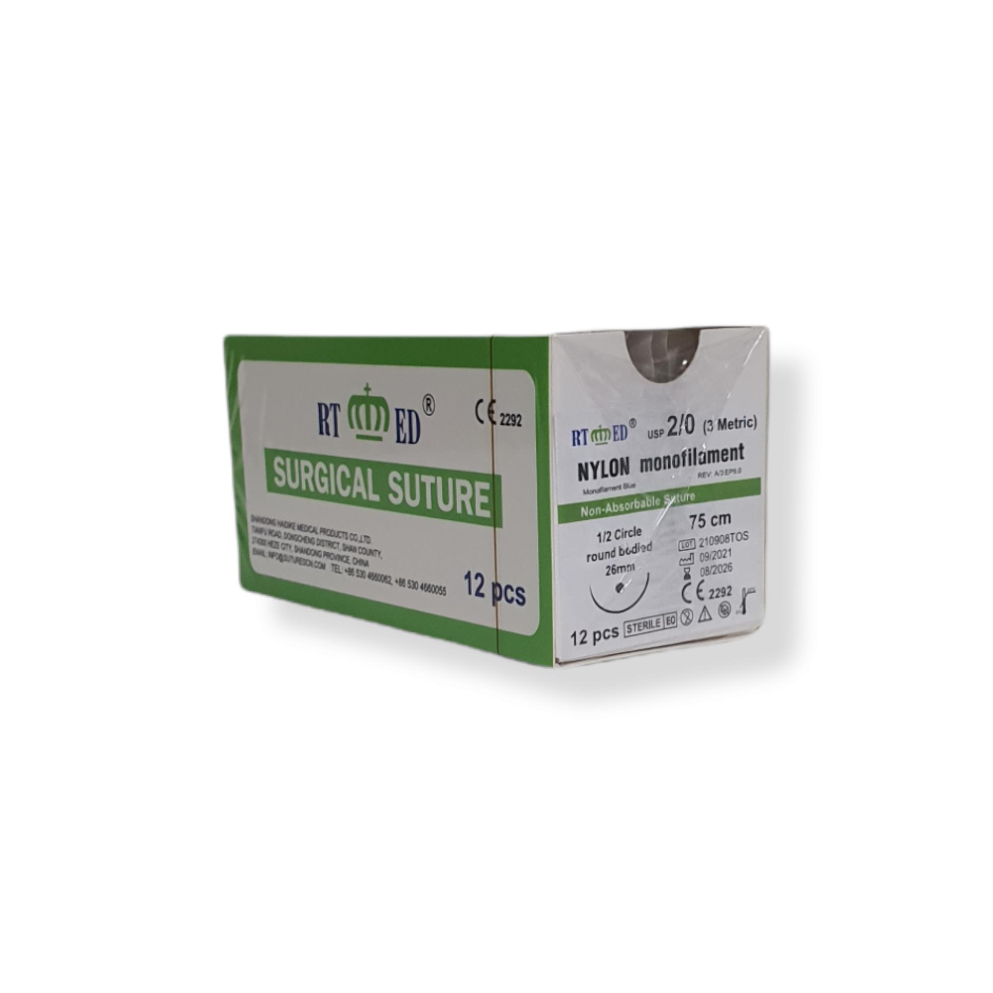 Naylon Monofilament İplik No:2/0 Yuvarlak 1/2 26 Mm 75 Cm