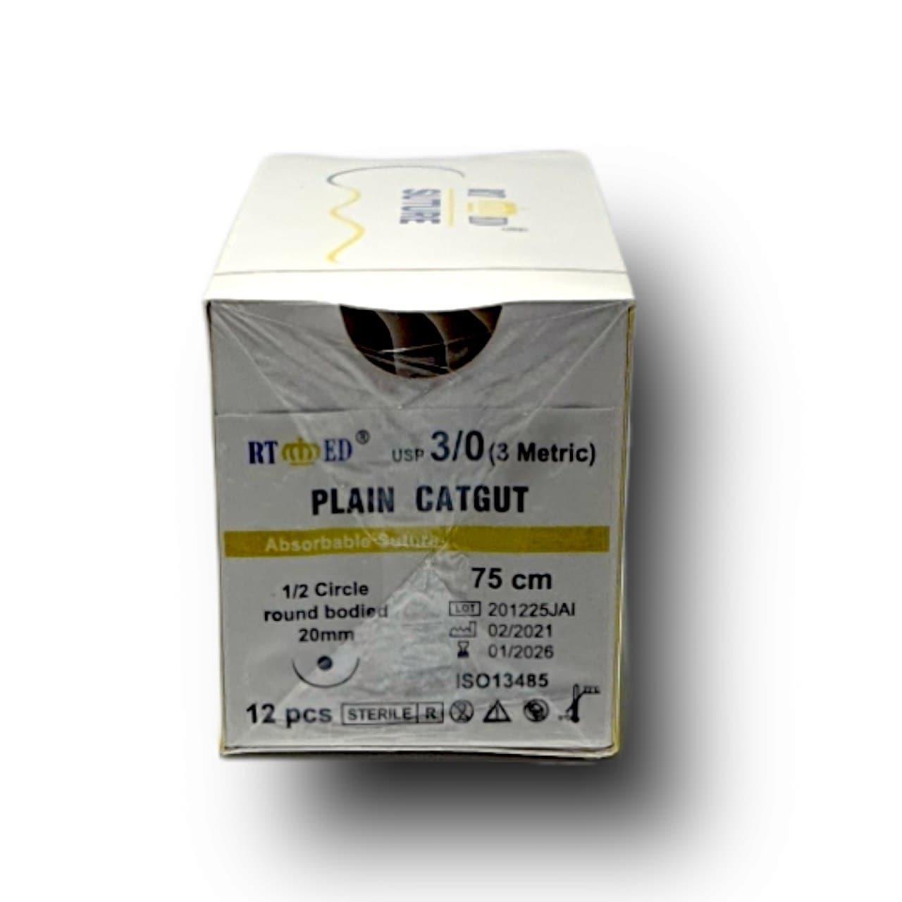 Plain Katküt 3/0 Yuvarlak 1/2 20 Mm