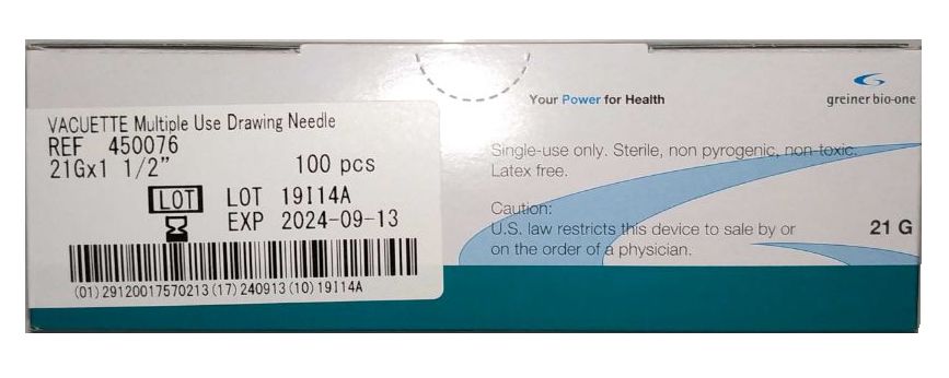 Vacuette Greiner Bio One Vacutainer Kan Alma İğnesi 21 G 100 Adet