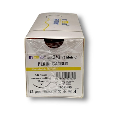 Plain Katküt 3/0 Keskin 3/8 26 Mm